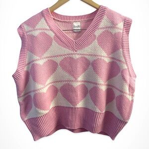 Twik Pink and Cream Heart Knit Vest